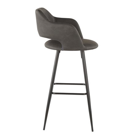 Lumisource Margarite Barstool in Black Metal and Grey Faux Leather, PK 2 B30-MARG BK+GY2